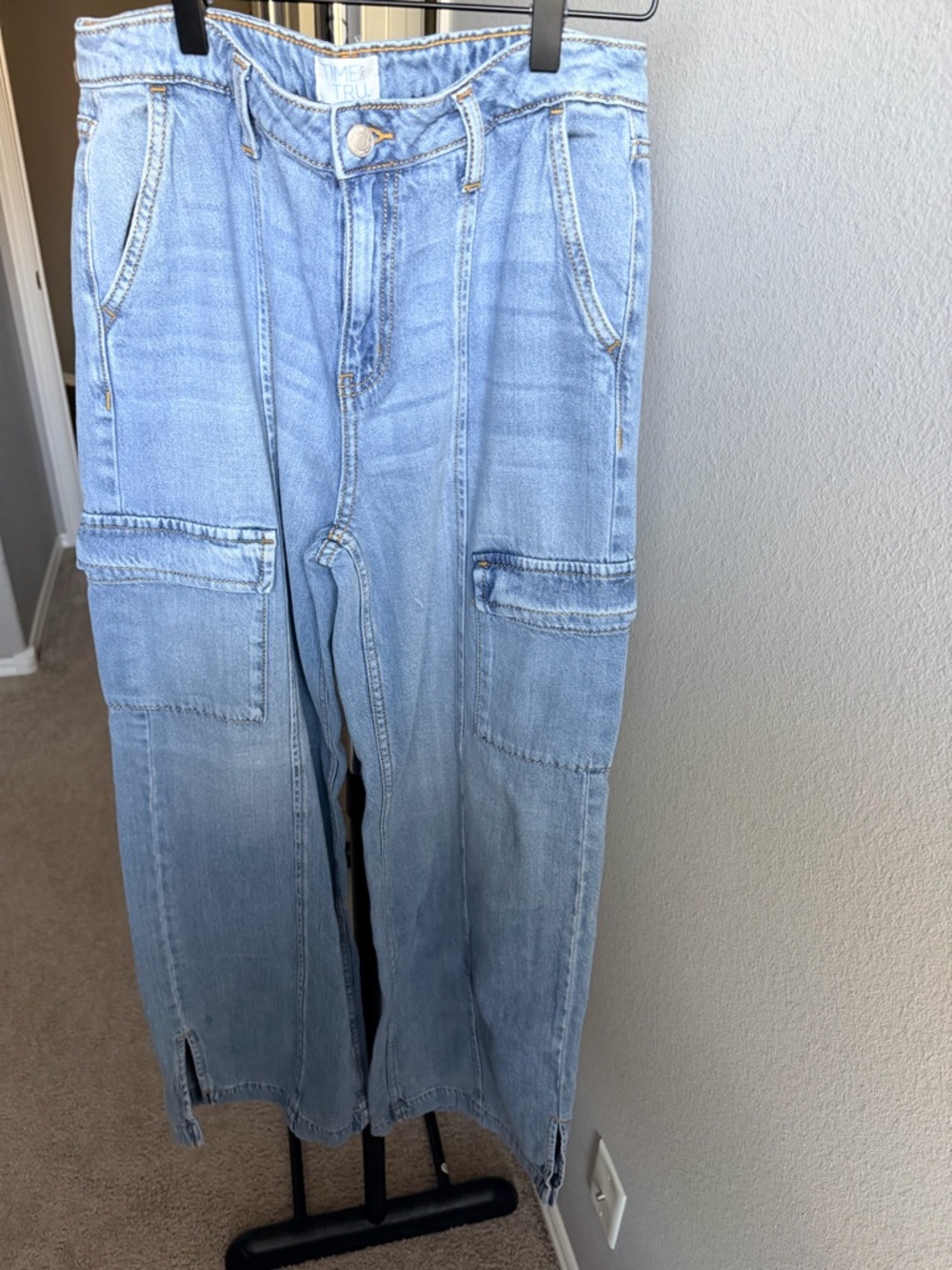 Time and Tru Light Blue Denim Cargo Shorts